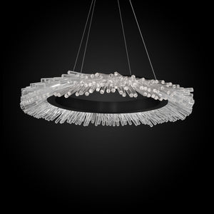 Benediction 37 inch LED Pendant in Black with Clear Optic Crystal | Schonbek - BPD46237-BK