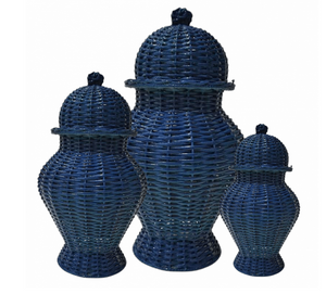 Navy Round Wicker Jar (4 Sizes)