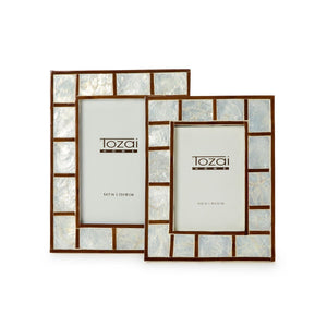Set of 2 Hand Inlaid Bamboo/Capiz Shell Photo Frames | Tozai Home - CAB128-S2