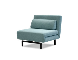 ISO Swivel ChairBed Peacock Tweed Fabric Black Powder Coated Legs | Mobital - CHA-ISO1-PEAC-PCBLA