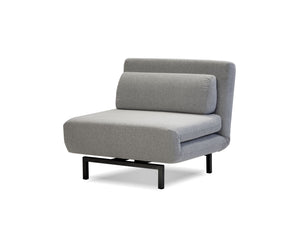 ISO Swivel ChairBed Silver Tweed Fabric Black Powder Coated Legs | Mobital - CHA-ISO1-SILV-PCBLA