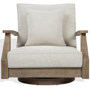 Martinique Eucalyptus Wood Patio Swivel Chair | Safavieh Couture - CPT1091
