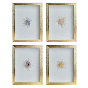 Set of 4 Crystal Cluster Flower Shadow Box Wall Art | Tozai Home - CSP002-S4