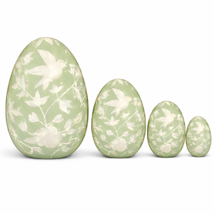Green & White Bird & Vine Egg