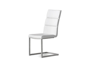 DUOMO Dining Chair White Leatherette Brushed legs | Mobital - DCH-DUOM-WHIT-