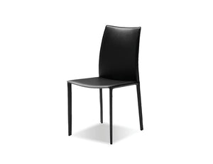 ZAK Dining Chair Black Leather Leather Upholstered Steel Legs | Mobital - DCH-ZAKB-BLAC-
