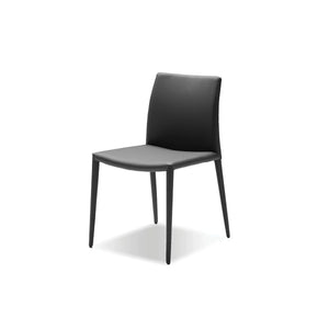 ZENO Dining Chair Grey Leatherette Leatherette Upholstered Steel Legs | Mobital - DCH-ZENO-GREY