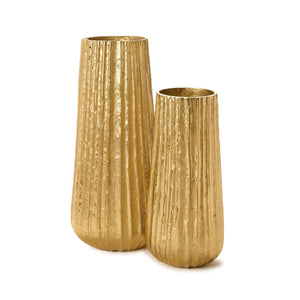 Pleats, Set of 2 Cylinder Golden Vase | Tozai Home - DHR001-S2