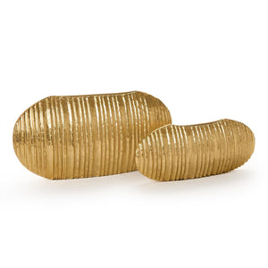 Pleats, Set of 2 Oval Golden Vase | Tozai Home - DHR003-S2