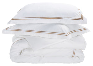 2 Line Embroidery Hotel Duvet Cover 3 Piece | Safavieh - DVT1001