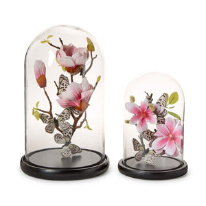 Set of 2 Flora and Fauna Butterflies in Round Dome | Tozai Home - FNG008-S2