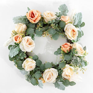 Faux 24" Rose & Eucalyptus Wreath | Safavieh - FXP1024