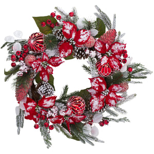 Faux 28" Snowy Wreath | Safavieh - FXP1032