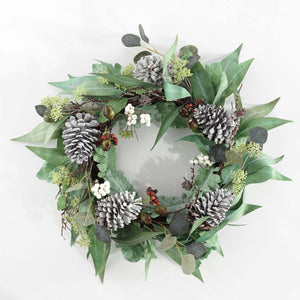 Faux 24" Eucalyptus & Berries Wreath with Pine Cones | Safavieh - FXP1072