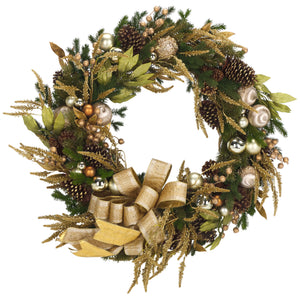 Golden Luxe 34" Bow Wreath | Safavieh - FXP1097