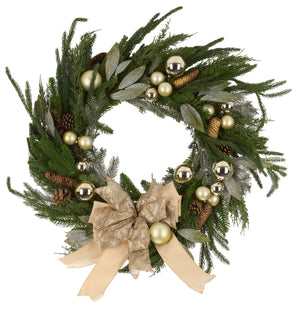 Luxe 28" Ornament & Acorn Wreath | Safavieh - FXP1100