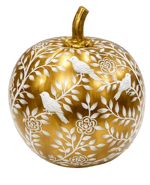 Gold Bird & Vine Silhouette Pumpkin