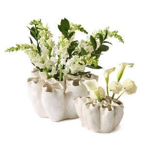 Banyan Set of 2 White Ceramic Vase | Tozai Home - HCH119-S2