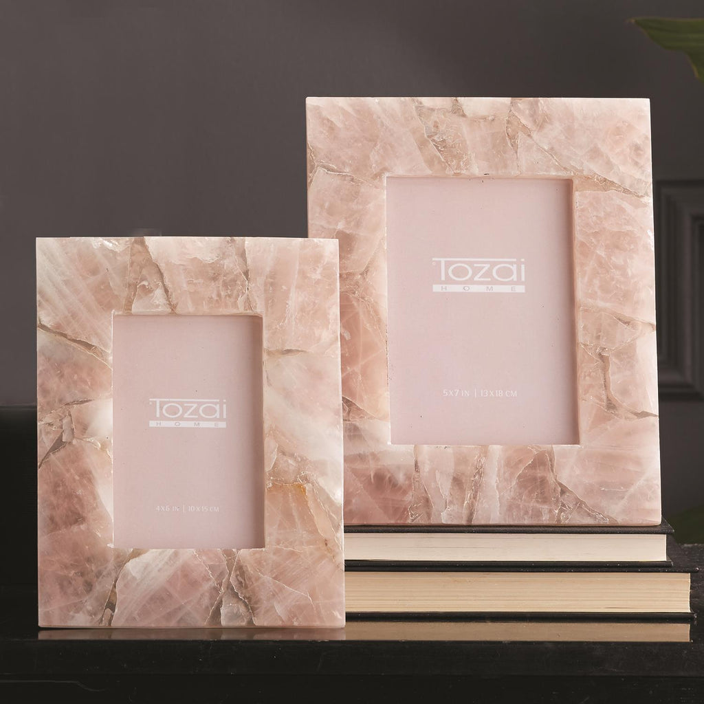 Two's Company Pink Quartz  Photo Frames in Gift Box (includes 2 Sizes: 4 x 6 and 5 x 7)