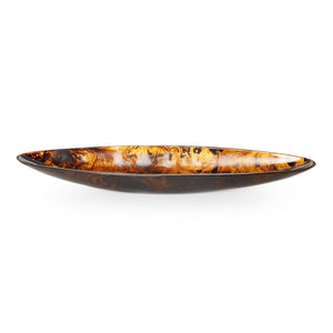 30" Archipelago Tortoise Brown Marbleized Ellipse Shaped Bowl | Tozai Home - HHB021