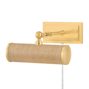 Holly Picture Light - 8.25"W - Aged Brass/Grasscloth | Mitzi Lighting - HL263201-AGB/GC