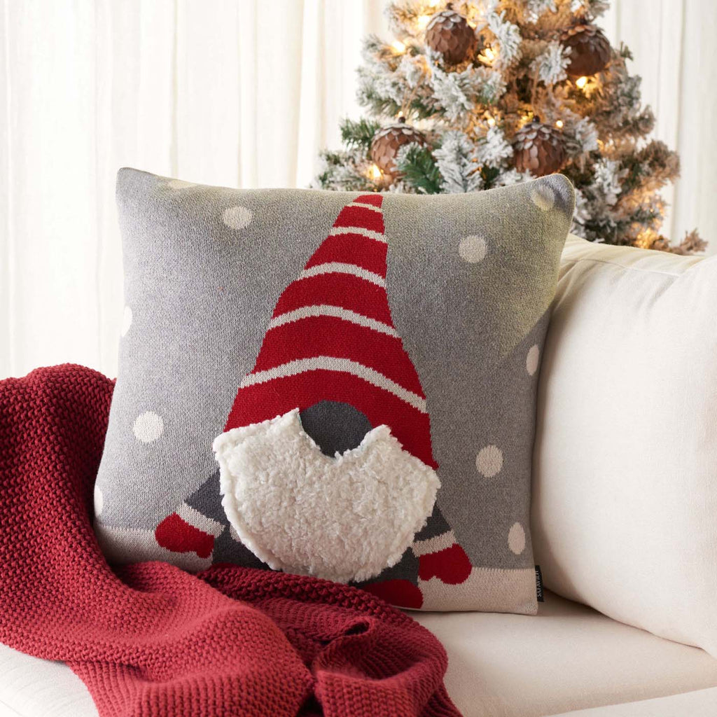 Safavieh Peppermint Elf Pillow , HOL3011 - Grey / Red