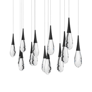 Hibiscus 14 Multi-Light Pendant (Linear Canopy) in Black with Clear Optic Crystal | Schonbek - BPD21214L-BK