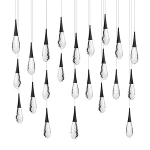 Hibiscus 25 Multi-Light Pendant (Square Canopy) in Black with Clear Optic Crystal | Schonbek - BPD21225S-BK