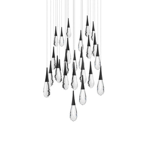 Hibiscus 23 Multi-Light Pendant (Linear Canopy) in Black with Clear Optic Crystal | Schonbek - BPD21223L-BK