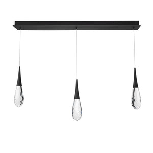 Hibiscus 3 Multi-Light Pendant (Linear Canopy) in Black with Clear Optic Crystal | Schonbek - BPD21203L-BK