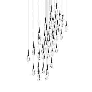 Hibiscus 41 Multi-Light Pendant (Square Canopy) in Black with Clear Optic Crystal | Schonbek - BPD21241S-BK