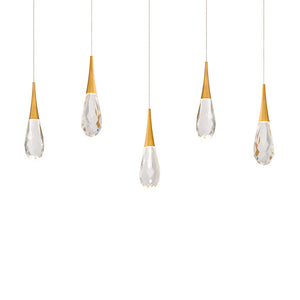 Hibiscus 5 Multi-Light Pendant (Linear Canopy) in Aged Brass with Clear Optic Crystal | Schonbek - BPD21205L-AB
