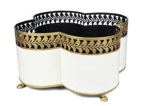 Ivory & Gold Leaf Quatrefoil Planter
