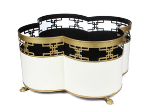 Ivory & Gold Fretwork Quatrefoil Planter
