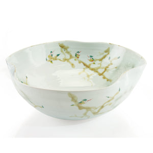 Curled-Rim Bowl in Greens and Yellows | John Richard - JRA-9025