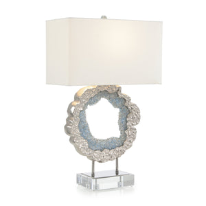 Hammered Nickel and Sea Blue Geode Table Lamp | John Richard - JRL-10602