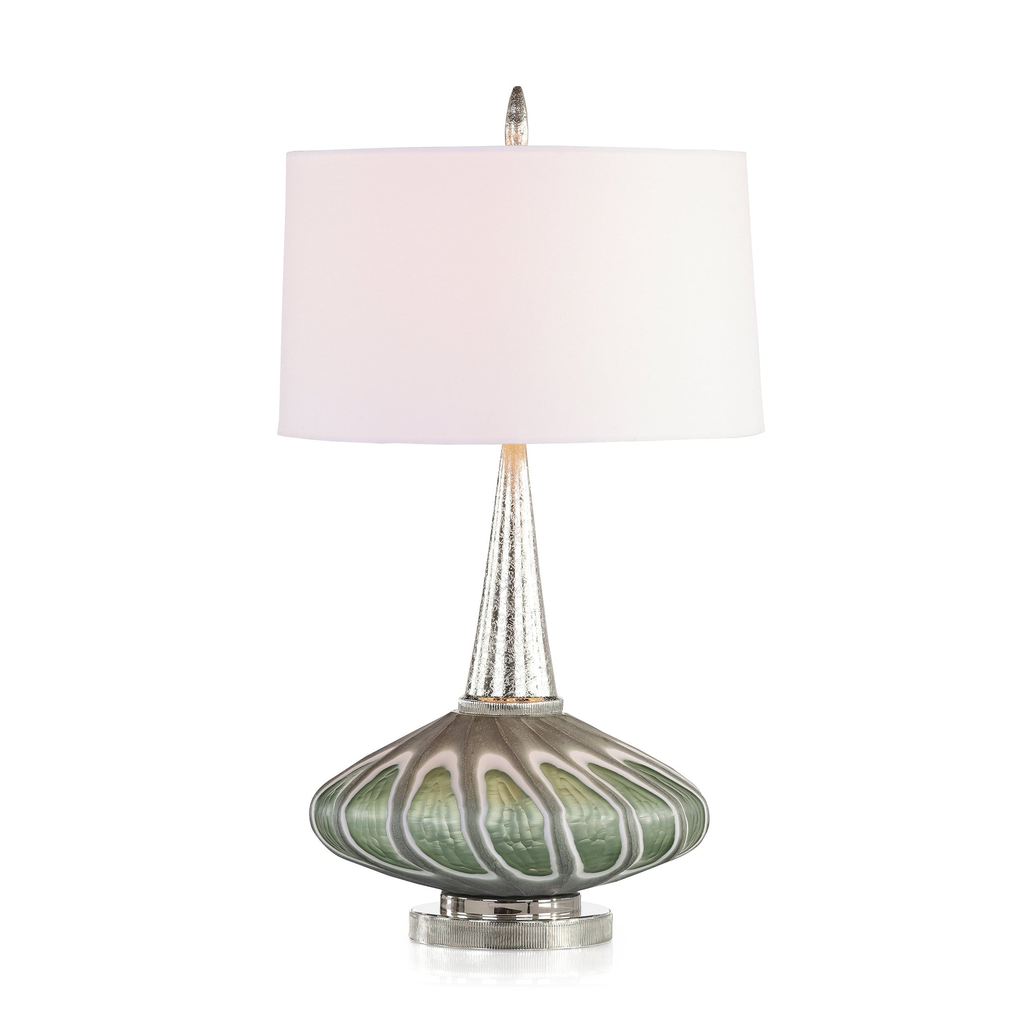 Luxury Coastal Table Lamp, 18''W X 18''D X 29''H, With Contemporary Elements, Clear Blue Finish And A White Cotton Shade
