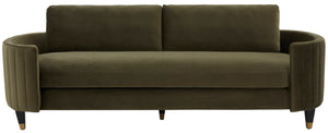 Safavieh Couture Winford Velvet Sofa - Giotto Dark Olive Green