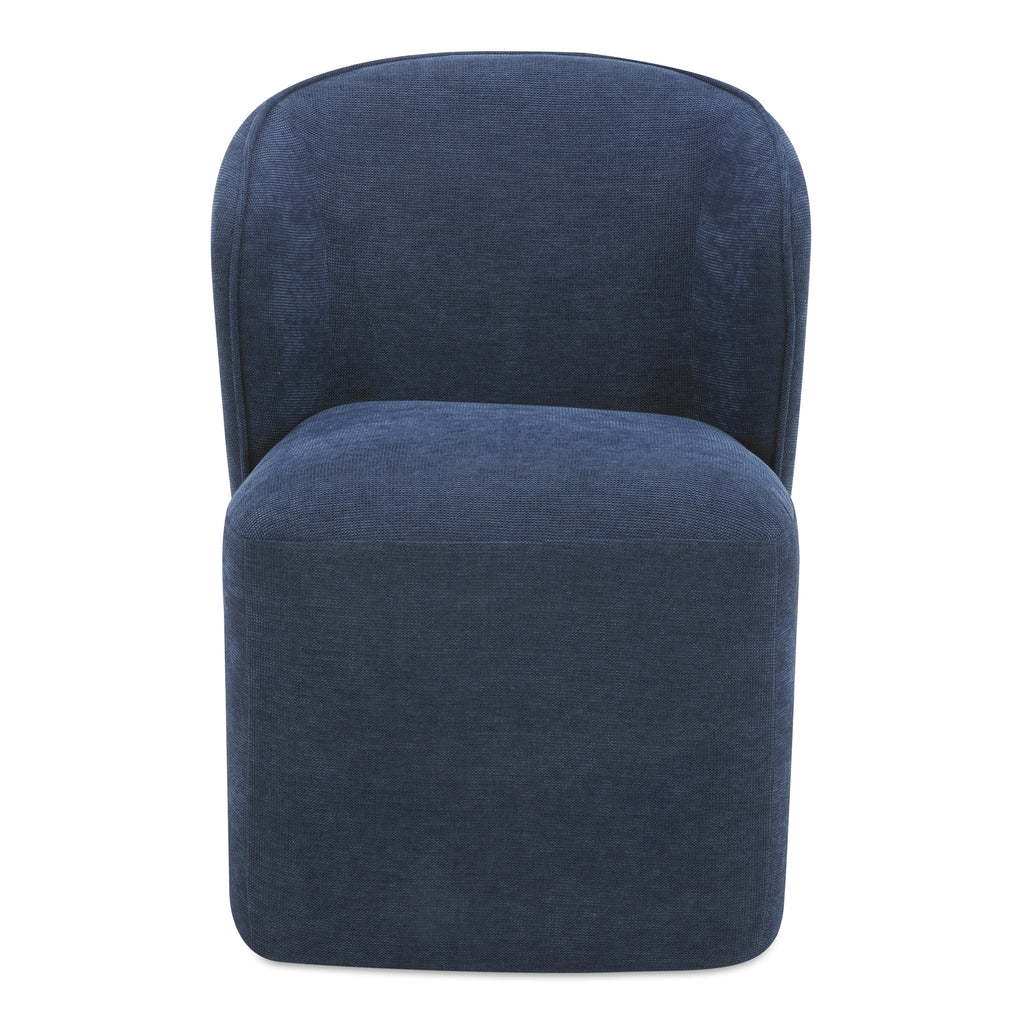 Larson Rolling Dining Chair Performance Fabric Navy Blue | Moe's Furniture - KQ-1036-19