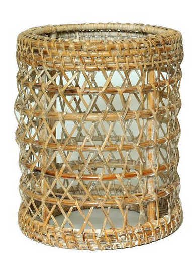 Chunky Wicker Woven Hurricane In Whitewashed Finish Large | Enchanted Home - GLA022