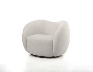 DUNE Swivel Lounge Chair Cream Teddy Fabric | Mobital - LCH-DUNE-CREA-TEDD