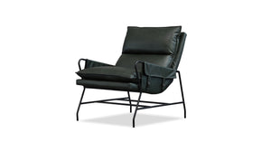 MEIER Lounge Chair Moss Green Leather Charcoal Iron Powder Coated Legs | Mobital - LCH-MEIE-MOGR-CHIR