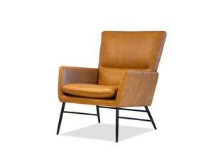MORISSON Lounge Chair Vintage Whiskey Leather Black Powder Coated Legs | Mobital - LCH-MORI-WHIS-PCBLA