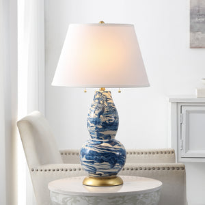 Safavieh Color Swirls 28 Inch H Glass Table Lamp-Navy/White (Set of 2)