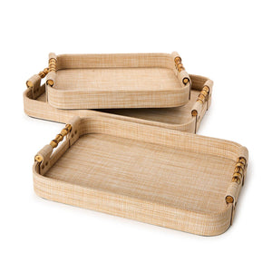 Set of 3 Natural Grass Rectangle Trays | Tozai Home - MAC101NG-S3