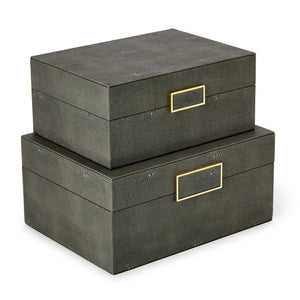 Set of 2 Grey Shagreen Boxes | Tozai Home - MAC102GY-S2