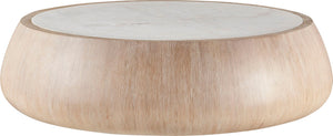 Drum Cocktail Table - Straw with Honed White Calacatta | McGuire Furniture - MCA2151