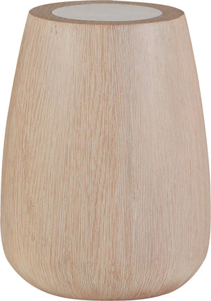 Drum Side Table - Straw with Honed White Calacatta | McGuire Furniture - MCA2159