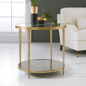 Small Sculpture Round End Table - Antique Brass | Modern History - MH1015F03