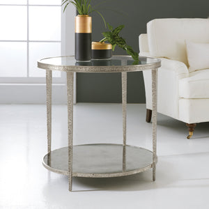 Small Sculpture Round End Table - Antique Aluminum | Modern History - MH1015F04